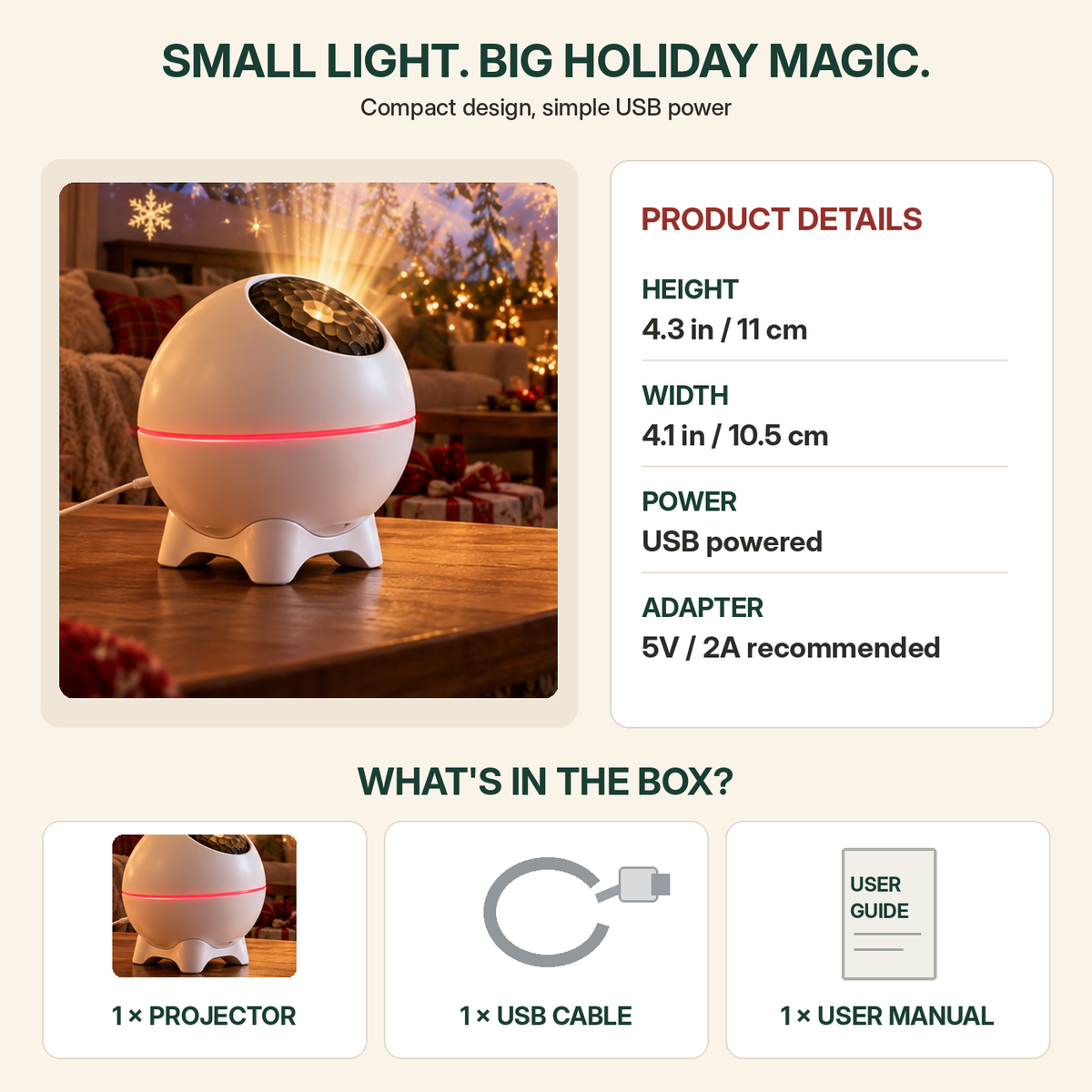 🎄 Christmas Projection Night Light – Bring Holiday Magic Home