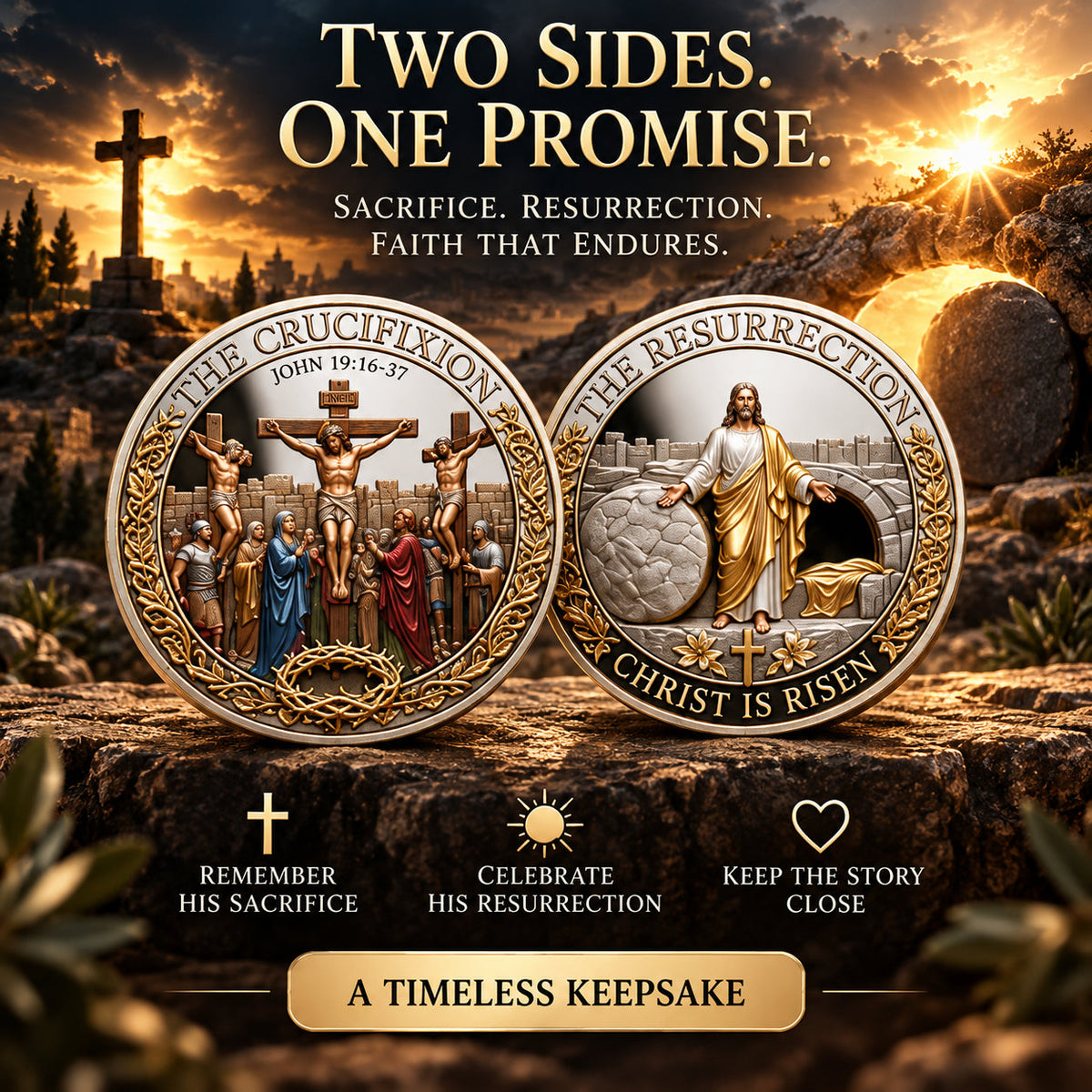 ❤️ Last Day 50% OFF – ✝️ “He Is Risen” Resurrection Commemorative Coin