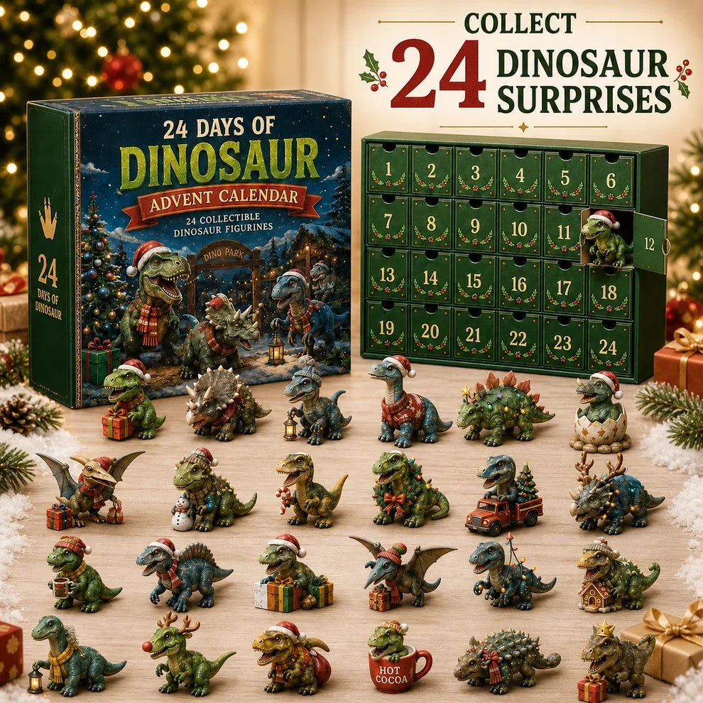 🦖🎅🎄24 Days of Dinosaur Christmas Advent Calendar – 24 Collectible Dino Figurines & Holiday Surprises