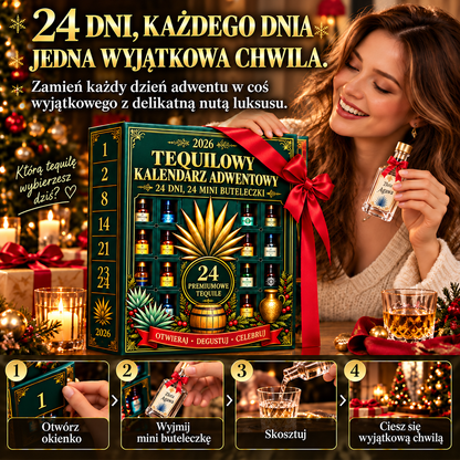 BILLHOL® 🎄 Ekskluzywny kalendarz adwentowy – 24 dni, 24 mini buteleczki w stylu tequili i 24 wyjątkowe świąteczne niespodzianki! 🥃✨