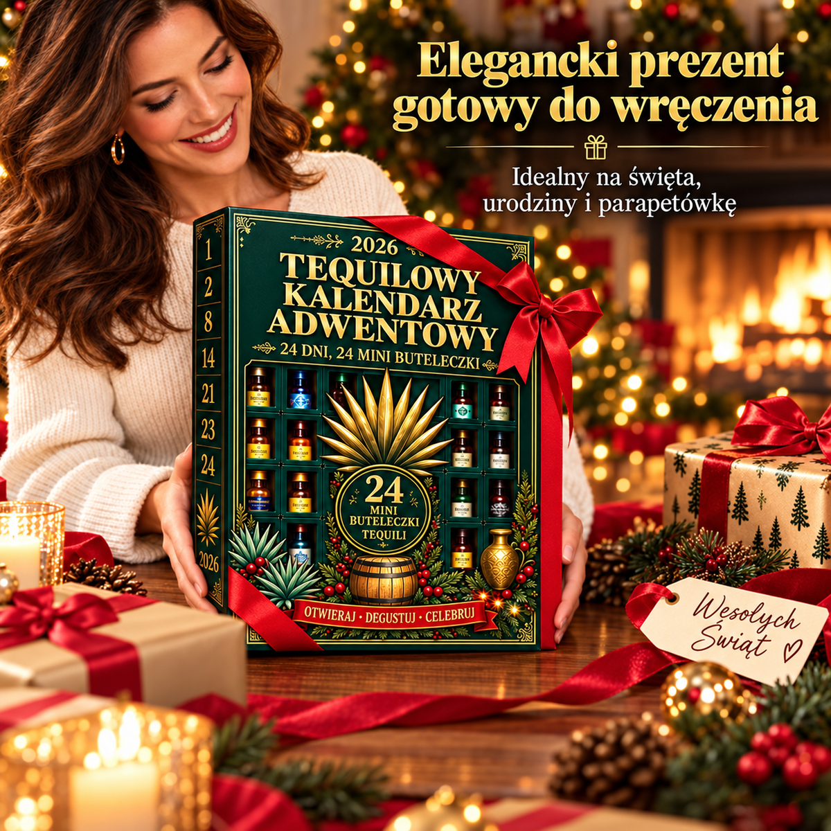 BILLHOL® 🎄 Ekskluzywny kalendarz adwentowy – 24 dni, 24 mini buteleczki w stylu tequili i 24 wyjątkowe świąteczne niespodzianki! 🥃✨