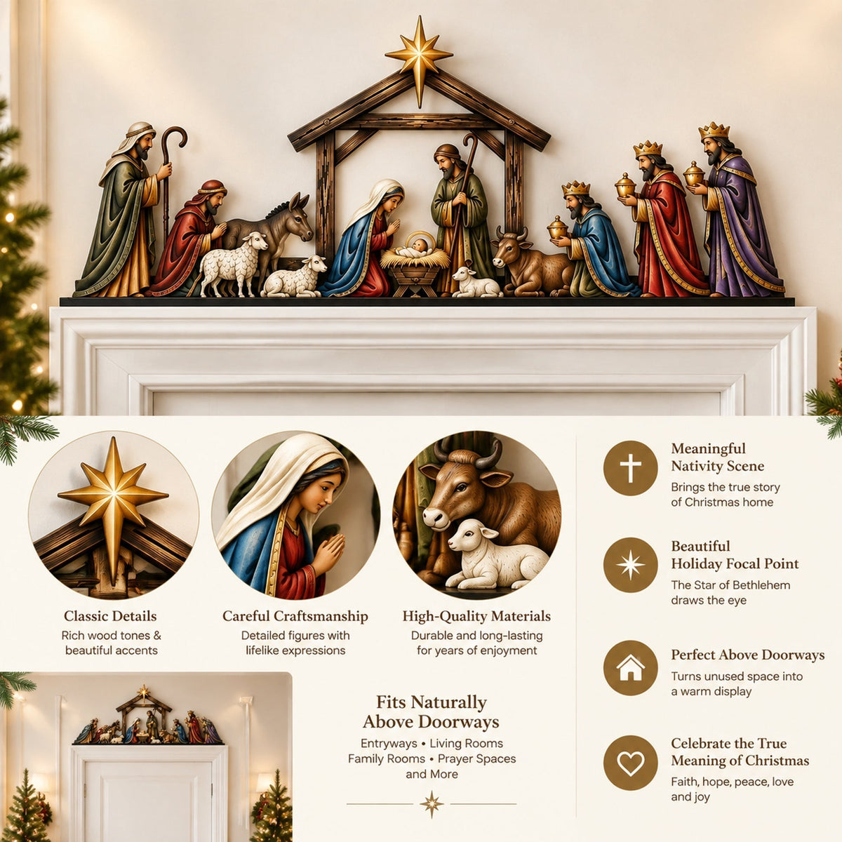 Christmas Nativity Scene Door Topper Decoration