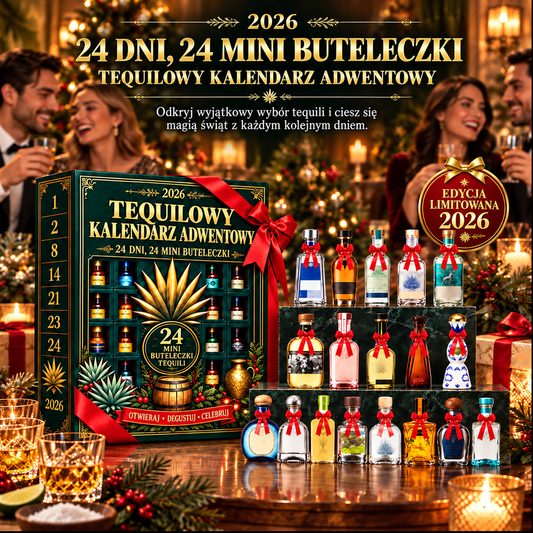 BILLHOL® 🎄 Ekskluzywny kalendarz adwentowy – 24 dni, 24 mini buteleczki w stylu tequili i 24 wyjątkowe świąteczne niespodzianki! 🥃✨