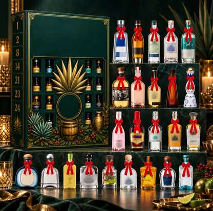 BILLHOL® 🎄 Ekskluzywny kalendarz adwentowy – 24 dni, 24 mini buteleczki w stylu tequili i 24 wyjątkowe świąteczne niespodzianki! 🥃✨