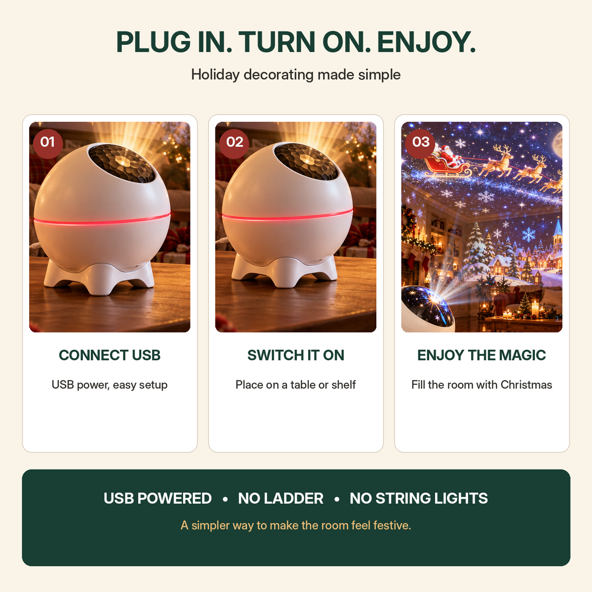🎄 Christmas Projection Night Light – Bring Holiday Magic Home