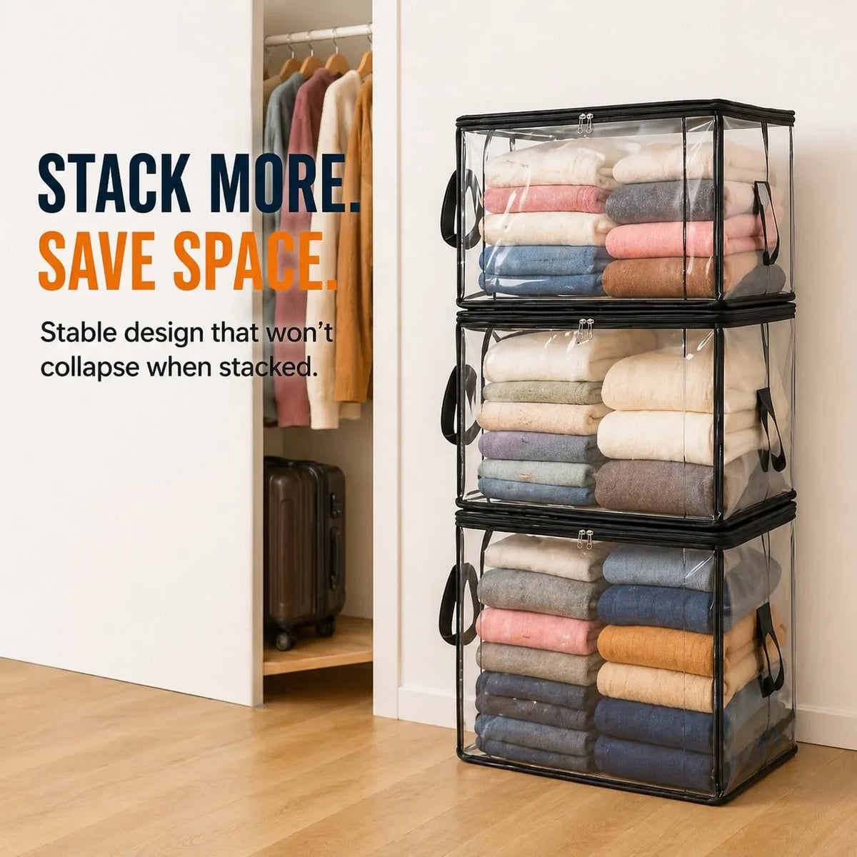 Heavy-Duty Transparent Storage Boxes with Flip-Top Lid – Qalreno
